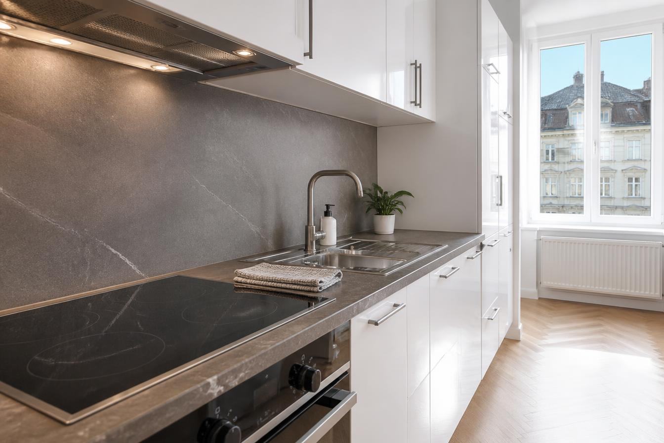 cleandream.at Haushaltshilfe Wien Küchenreinigung — gereinigte Arbeitsflächen und Spüle